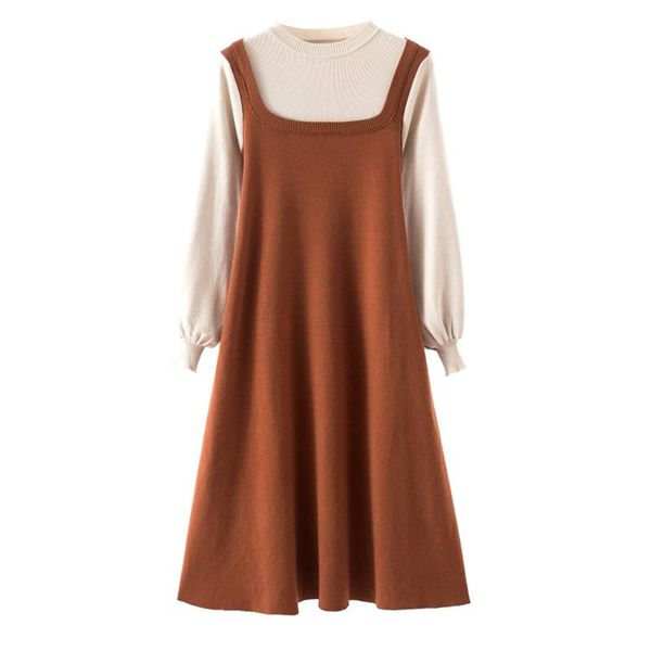 casual dresses 2021 elegant o-neck midi sweater dress women faux two piece knit autumn winter female loose a-line vestidos, Black;gray
casual dresses 2021 elegant o-neck midi sweater dress women faux two piece knit autumn winter female loose a-line vestidos, Black;gray
