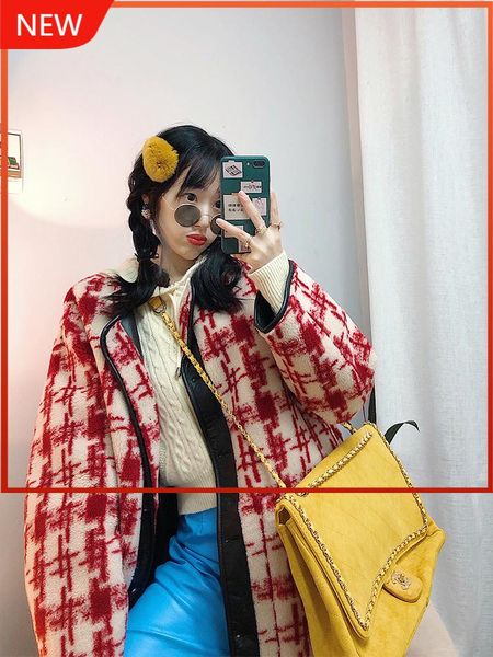 houndstooth lamb wool thickened coat for women winter 2021 korean style loose retro short women's jackets, Black;brown
houndstooth lamb wool thickened coat for women winter 2021 korean style loose retro short women's jackets, Black;brown
