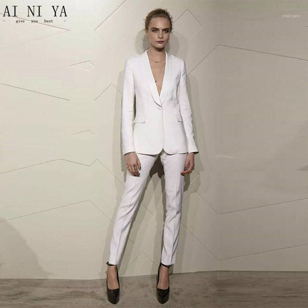 charming ivory women tuxedos shawl lapel suits for ladies work wear one button business two piece women's pants, White
charming ivory women tuxedos shawl lapel suits for ladies work wear one button business two piece women's pants, White