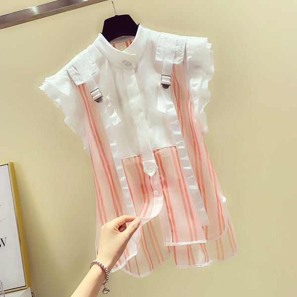 fashion sleeveless striped shirts women wild casual ladies chiffon blouses and summer korean-style clothing 210615, White
fashion sleeveless striped shirts women wild casual ladies chiffon blouses and summer korean-style clothing 210615, White