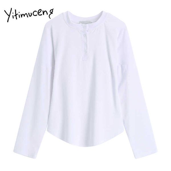 yitimuceng t shirts for women stitch white summer loose comfortable clothes fashion plus size button-neck streetwear 210601
yitimuceng t shirts for women stitch white summer loose comfortable clothes fashion plus size button-neck streetwear 210601