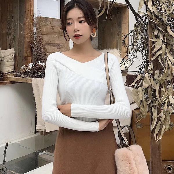 women's sweaters women v-neck sweater long sleeves pullover autumn winter shirts fashion jumper, White;black
women's sweaters women v-neck sweater long sleeves pullover autumn winter shirts fashion jumper, White;black