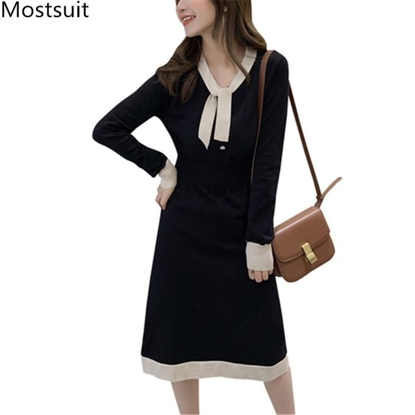 knitted korean vintage women dress long sleeve v-neck casual fashion elastic waist dresses spring autumn elegant vestidos 210518, Black;gray
knitted korean vintage women dress long sleeve v-neck casual fashion elastic waist dresses spring autumn elegant vestidos 210518, Black;gray