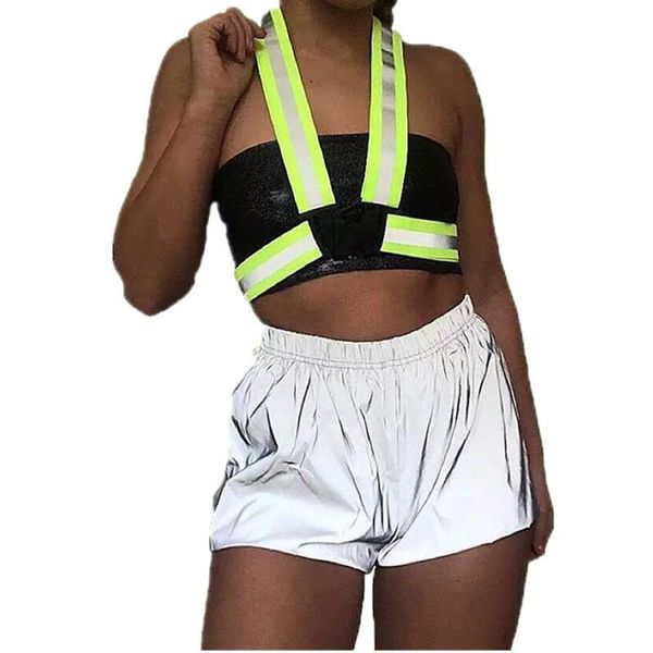 women's shorts reflective streetwear short femme casual elastic waist bright jogger trousers women, White;black
women's shorts reflective streetwear short femme casual elastic waist bright jogger trousers women, White;black