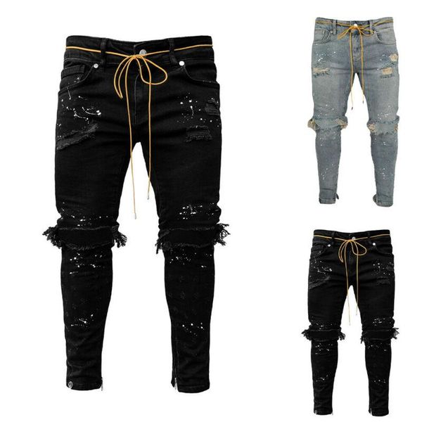 men's jeans high-quality slim-fit ripped fashion solid color lace-up trousers 2021 spring street clothing s-3xl, Blue
men's jeans high-quality slim-fit ripped fashion solid color lace-up trousers 2021 spring street clothing s-3xl, Blue