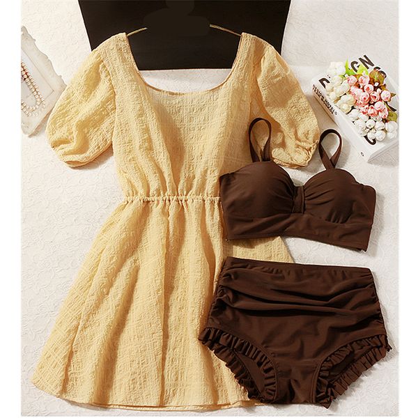 swimwear 2021 fresh candy color smock fission three-piece thin spring bathing suits female students cover the belly, White;black
swimwear 2021 fresh candy color smock fission three-piece thin spring bathing suits female students cover the belly, White;black