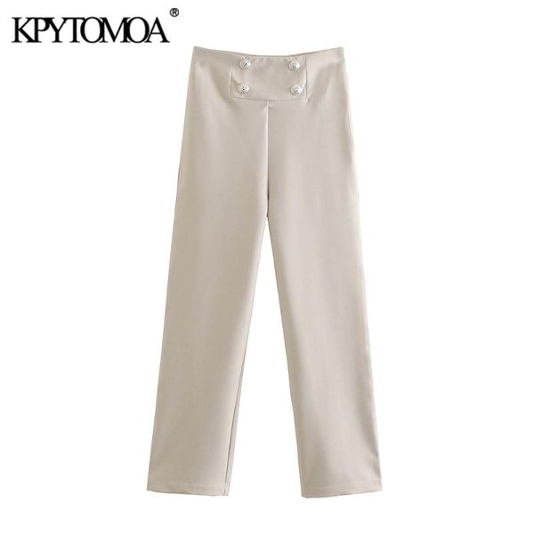 women's pants & capris kpytomoa women 2021 fashion with buttons straight vintage high waist side zipper female trousers mujer, Black;white
women's pants & capris kpytomoa women 2021 fashion with buttons straight vintage high waist side zipper female trousers mujer, Black;white