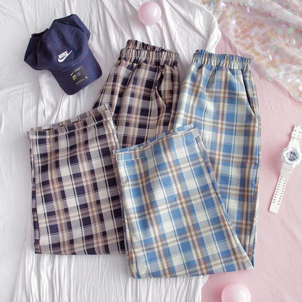 2021student harajuku vintag elastic waist casual pants korean women spring autumn plaid girls loose straight college women's & capris, Black;white
2021student harajuku vintag elastic waist casual pants korean women spring autumn plaid girls loose straight college women's & capris, Black;white