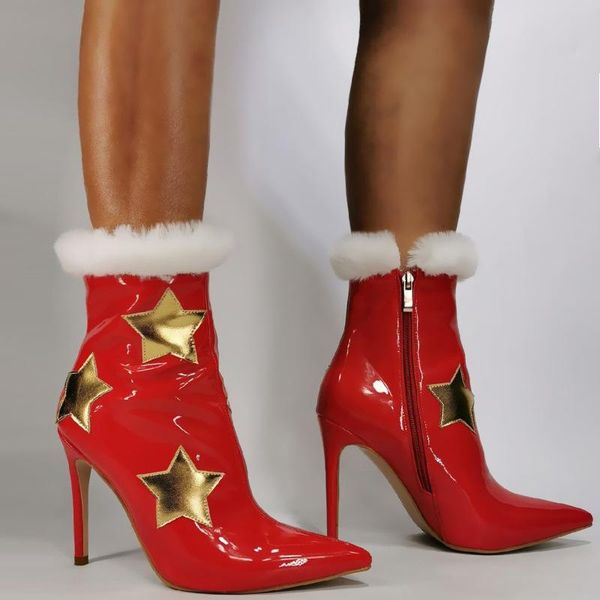 boots autumn winter women high heels ankle red stiletto pointed toe christmas party shoes pu leather zipper ladies short, Black
boots autumn winter women high heels ankle red stiletto pointed toe christmas party shoes pu leather zipper ladies short, Black
