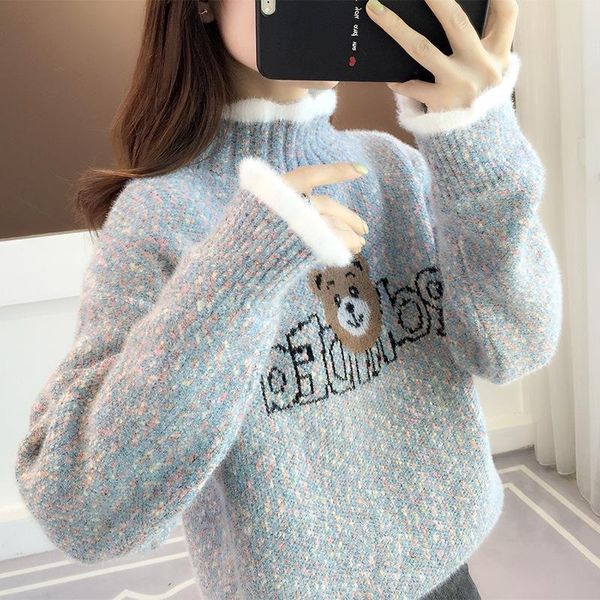 women's sweaters bear pattern soft loose knitted cashmere women 2022 winter solid female pullovers warm basic knitwear jumper, White;black
women's sweaters bear pattern soft loose knitted cashmere women 2022 winter solid female pullovers warm basic knitwear jumper, White;black