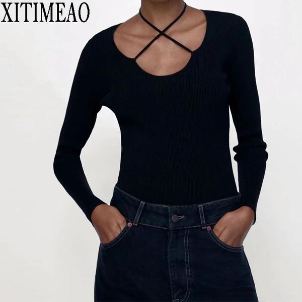 autumn knitted sweaters o neck sweater women basic slim pullover lace up solid women's, White;black
autumn knitted sweaters o neck sweater women basic slim pullover lace up solid women's, White;black