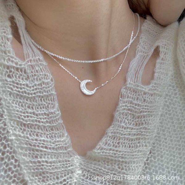 french xury deep sea natural white mother shell 925 sier moon necklace, Silver
french xury deep sea natural white mother shell 925 sier moon necklace, Silver