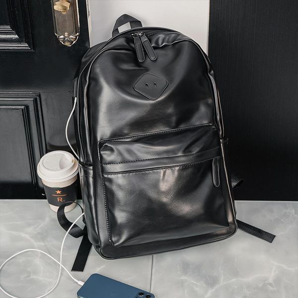 backpack men's black pu leisure student schoolbag fashion computer bag street trend wide shoulder strap travel package
backpack men's black pu leisure student schoolbag fashion computer bag street trend wide shoulder strap travel package