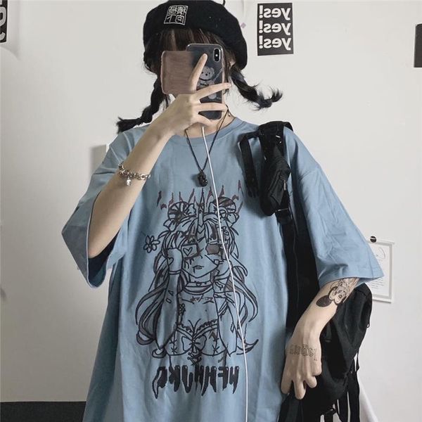 women's t-shirt japanese cartoon kawaii clothes print vintage women harajuku tees summer gothic style ins short sleeve t-shi, White
women's t-shirt japanese cartoon kawaii clothes print vintage women harajuku tees summer gothic style ins short sleeve t-shi, White