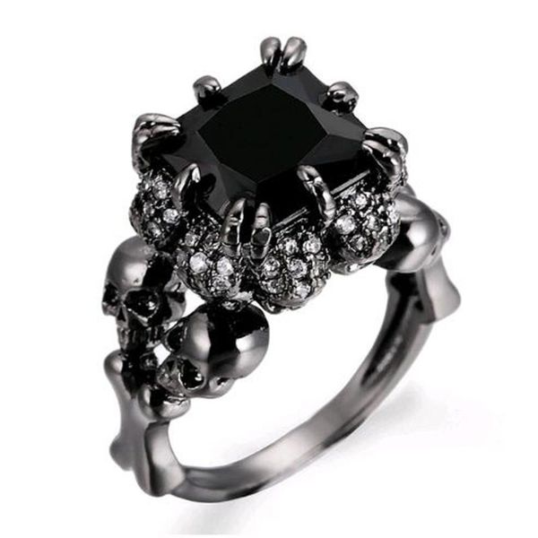 cluster rings skull zircon women's wedding ring punk vintage jewelry black gold filled engagement skeleton band women men, Golden;silver
cluster rings skull zircon women's wedding ring punk vintage jewelry black gold filled engagement skeleton band women men, Golden;silver