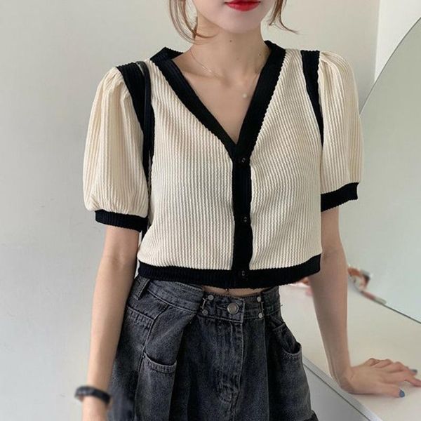 women's t-shirt women v-neck knitted short t-shirts ladies summer tee female sleeve, White
women's t-shirt women v-neck knitted short t-shirts ladies summer tee female sleeve, White