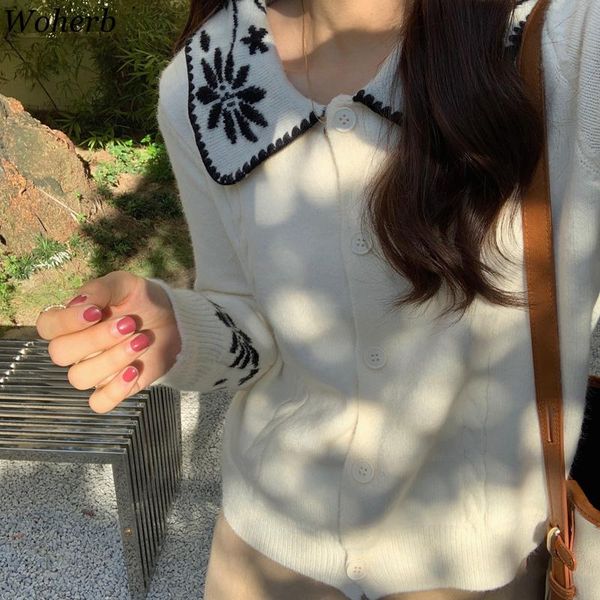women's knits & tees woherb vintage embroidery knit cardigan women autumn casual long sleeve short sweater korean chic fashion all-matc, White
women's knits & tees woherb vintage embroidery knit cardigan women autumn casual long sleeve short sweater korean chic fashion all-matc, White