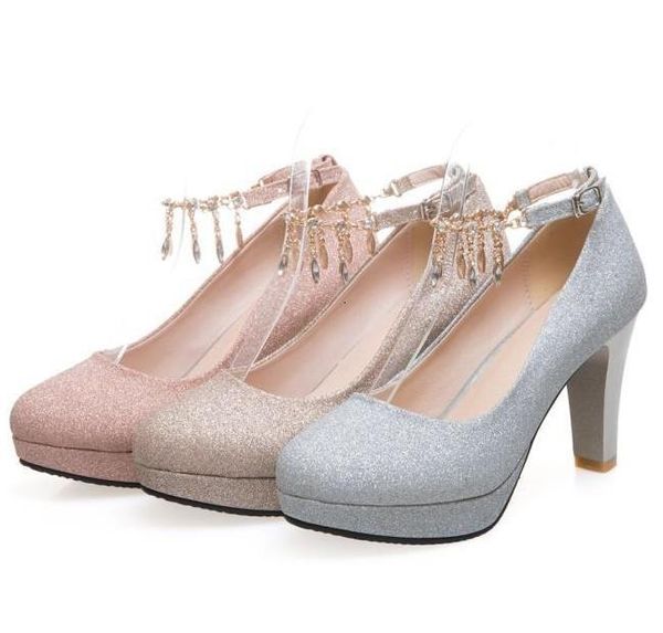 plus size 35 to 40 41 42 43 44 45 46 glitter rhinestone chain thick high heels wedding women designer shoes, Black
plus size 35 to 40 41 42 43 44 45 46 glitter rhinestone chain thick high heels wedding women designer shoes, Black