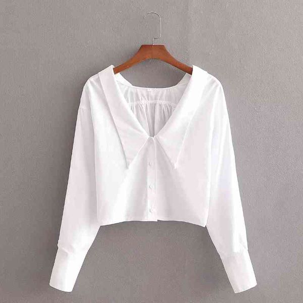women turndown collar loose short shirt femme hole long sleeve white blouse casual lady blusas s8080 210430
women turndown collar loose short shirt femme hole long sleeve white blouse casual lady blusas s8080 210430