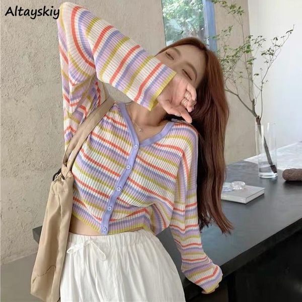 women's knits & tees women colorful striped cardigan slender harajuku crop soft leisure teenagers females sweaters hipster all-match hi, White
women's knits & tees women colorful striped cardigan slender harajuku crop soft leisure teenagers females sweaters hipster all-match hi, White