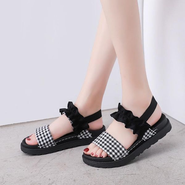 women sandals female flats soled fairy wind korean muffin bottom wedge shoes student platform roman footwear, Black
women sandals female flats soled fairy wind korean muffin bottom wedge shoes student platform roman footwear, Black