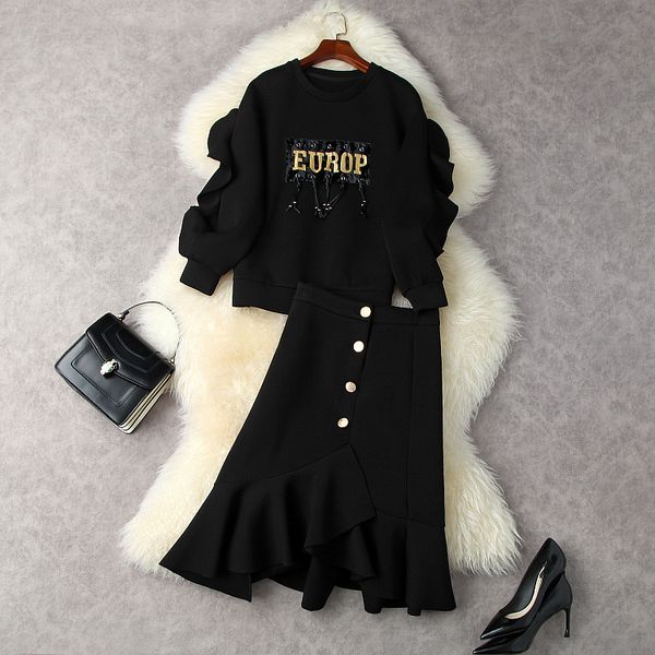 european and american women's autumn 2021 new fringed hoodie three-quarter length sleeves fish tail skirt space cotton suit, White
european and american women's autumn 2021 new fringed hoodie three-quarter length sleeves fish tail skirt space cotton suit, White
