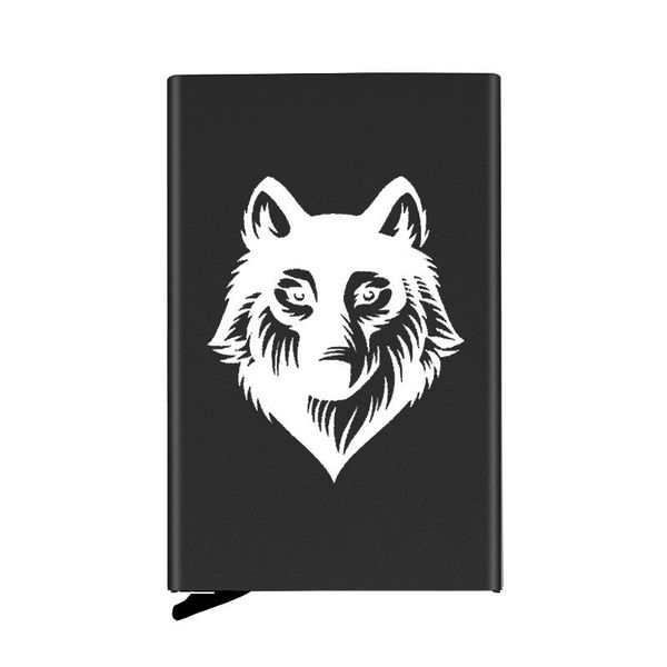 card holders white wolf head automatic up holder cover rfid aluminum pocket wallet, Brown;gray
card holders white wolf head automatic up holder cover rfid aluminum pocket wallet, Brown;gray