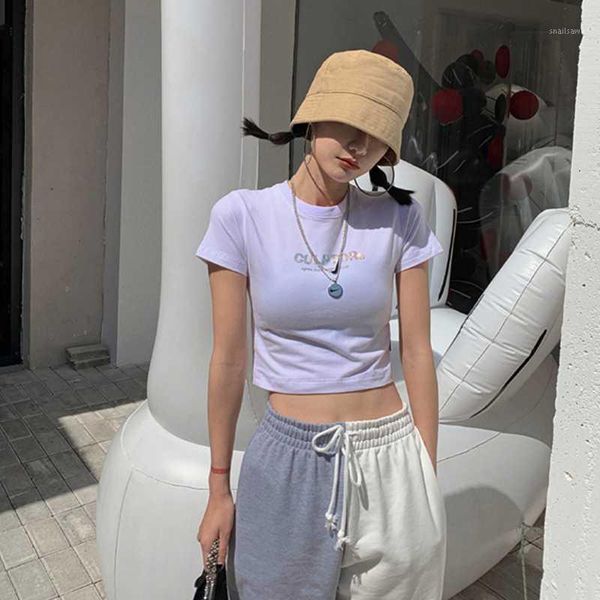 summer fashion trendy american women short short-sleeved t-shirt slim women's, White
summer fashion trendy american women short short-sleeved t-shirt slim women's, White