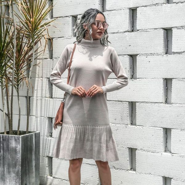 autumn winter ruffle pleated knitted sweater dress women casual loose turtleneck long sleeve bottoming female vintage dresses, Black;gray
autumn winter ruffle pleated knitted sweater dress women casual loose turtleneck long sleeve bottoming female vintage dresses, Black;gray