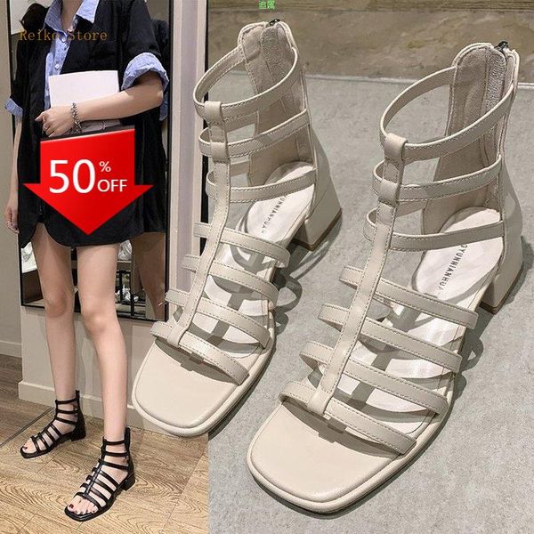 sandals summer roman sticky leather open toe square heel pu shoes cross strap zipper mid for women 2021, Black
sandals summer roman sticky leather open toe square heel pu shoes cross strap zipper mid for women 2021, Black