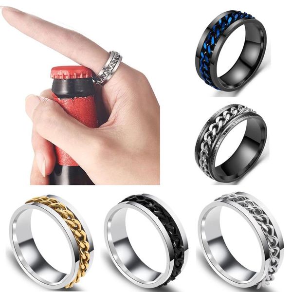 cluster rings stainless steel rotatable men couple ring spinner chain rotable punk women man jewelry for party, Golden;silver
cluster rings stainless steel rotatable men couple ring spinner chain rotable punk women man jewelry for party, Golden;silver