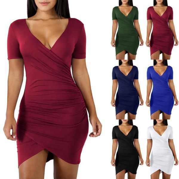 casual dresses summer women's simple bodycon mini dress fashion solid color v-neck slim short sleeve street party, Black;gray
casual dresses summer women's simple bodycon mini dress fashion solid color v-neck slim short sleeve street party, Black;gray