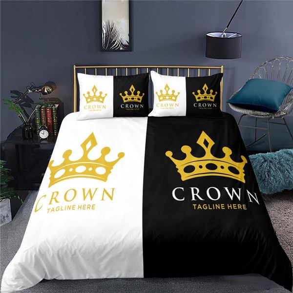 luxury crown printed bedding set 2/3pcs black white fashion duvet cover pillowcase 3d bed sets home textile and king size
luxury crown printed bedding set 2/3pcs black white fashion duvet cover pillowcase 3d bed sets home textile and king size
