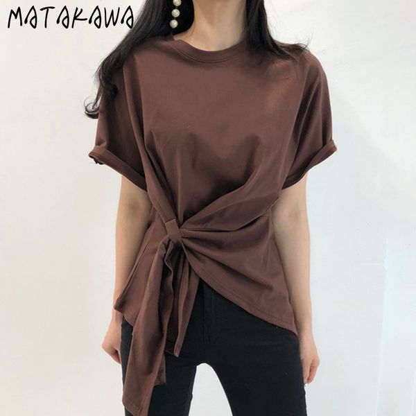 matakawa short-sleeved t-shirt korea chic summer round neck t shirts for women loose casual irregular twist woman tshirts 210513, White
matakawa short-sleeved t-shirt korea chic summer round neck t shirts for women loose casual irregular twist woman tshirts 210513, White