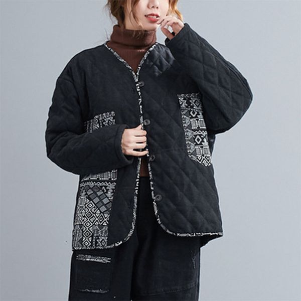 women's wool & blends autumn arts style women long sleeve single breasted short coat vintage print cotton linen thicken loose jack, Black
women's wool & blends autumn arts style women long sleeve single breasted short coat vintage print cotton linen thicken loose jack, Black