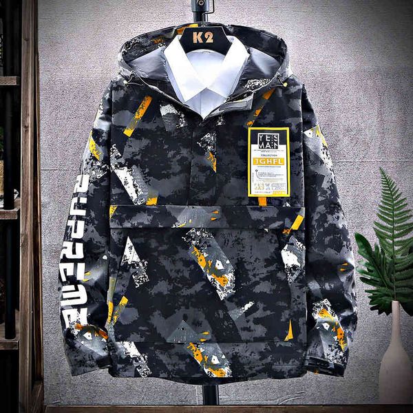 2021 spring and autumn hip-hop handsome men's youth et super ins camouflage hooded five colors optional, Black
2021 spring and autumn hip-hop handsome men's youth et super ins camouflage hooded five colors optional, Black