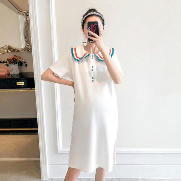 maternity dresses pregnant women's summer wear loose size slim long fashion lapel trendy mother's age reducing dress clothes, White
maternity dresses pregnant women's summer wear loose size slim long fashion lapel trendy mother's age reducing dress clothes, White