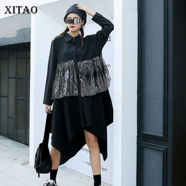casual dresses xitao irregular dress fashion patchwork single breast full sleeve 2021 autumn pleated minority heavy industry zp3336, Black;gray
casual dresses xitao irregular dress fashion patchwork single breast full sleeve 2021 autumn pleated minority heavy industry zp3336, Black;gray