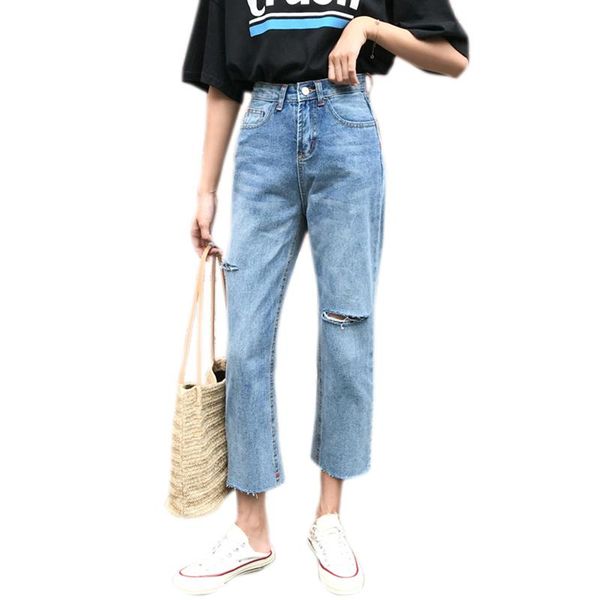 longbida ripped jeans straight leg loose casual streetwear high waist cropped for women, Blue
longbida ripped jeans straight leg loose casual streetwear high waist cropped for women, Blue