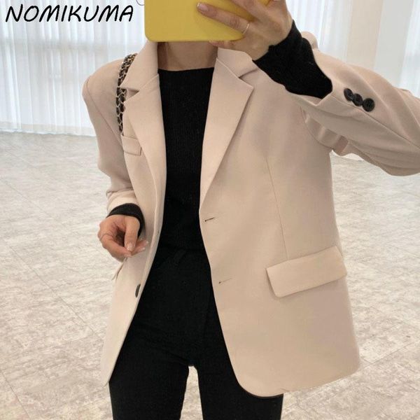 women's suits & blazers nomikuma womens blazer coat korean causal long sleeve notched collar suit jacket 2021 autumn feminimos 6l412, White;black
women's suits & blazers nomikuma womens blazer coat korean causal long sleeve notched collar suit jacket 2021 autumn feminimos 6l412, White;black