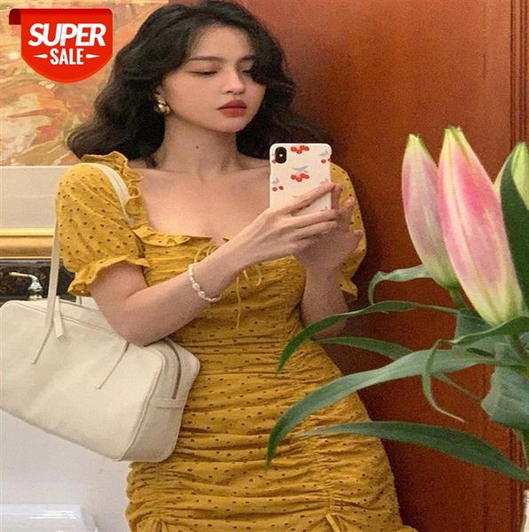 french retro puff sleeve square neck dress female drawstring high waist slimming hip skirt #w34v, Black;gray
french retro puff sleeve square neck dress female drawstring high waist slimming hip skirt #w34v, Black;gray