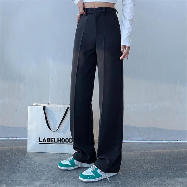 fashion casual loose women capris high waist straight trousers solid black streetwear indie aesthetic clothing, Black;white
fashion casual loose women capris high waist straight trousers solid black streetwear indie aesthetic clothing, Black;white