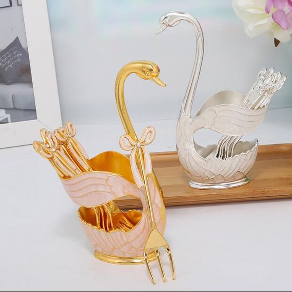 forks 6pcs/set fashion golden/silver metal swan +spoon /fork small fruit fork dessert set ff01
forks 6pcs/set fashion golden/silver metal swan +spoon /fork small fruit fork dessert set ff01
