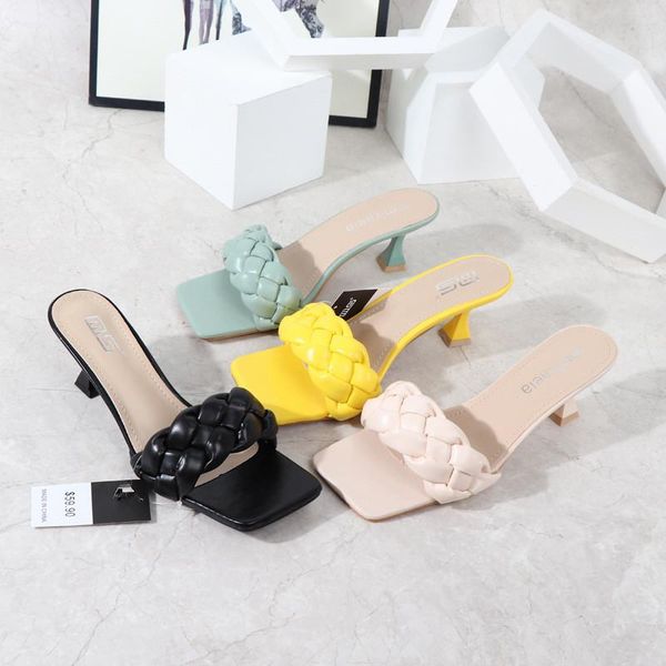 slippers rubber flip flops shoes woman's heeled mules square toe slides hawaiian 2021 high soft pu fabric pleated basic hoof, Black
slippers rubber flip flops shoes woman's heeled mules square toe slides hawaiian 2021 high soft pu fabric pleated basic hoof, Black