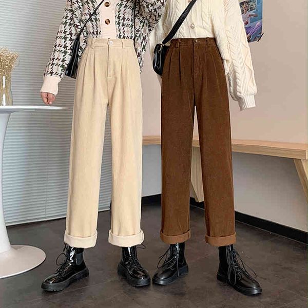 women corduroy straight pants winter solid thick retro long trousers female striped loose mujer pantlaton 210514, Black;white
women corduroy straight pants winter solid thick retro long trousers female striped loose mujer pantlaton 210514, Black;white