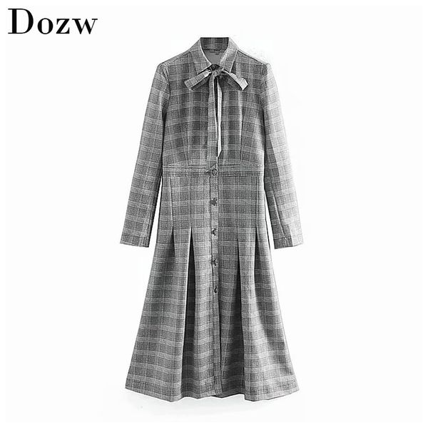 elegant plaid shirt dress women bow tie office ladies midi dress autumn casual buttons long sleeve female pleated dresses 210414, Black;gray
elegant plaid shirt dress women bow tie office ladies midi dress autumn casual buttons long sleeve female pleated dresses 210414, Black;gray