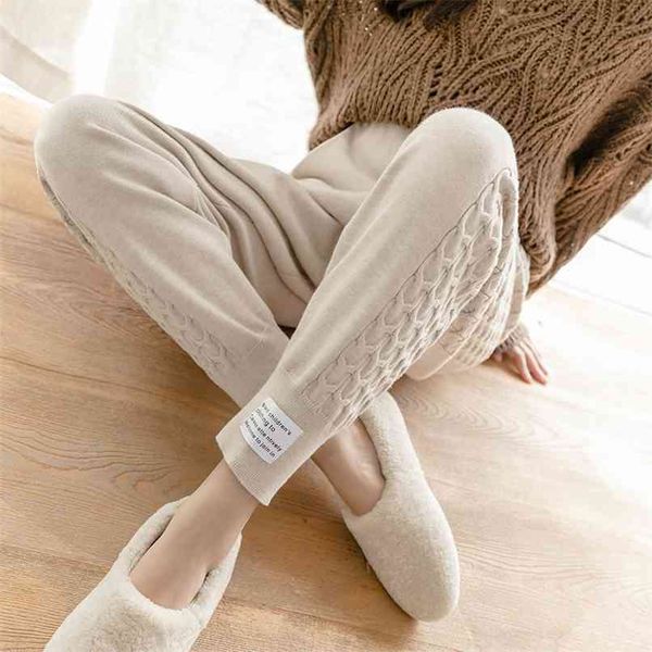 high waist harem pants women autumn winter twist wool knitted ankle-length trouser elastic lace-up women's 210601, Black;white
high waist harem pants women autumn winter twist wool knitted ankle-length trouser elastic lace-up women's 210601, Black;white