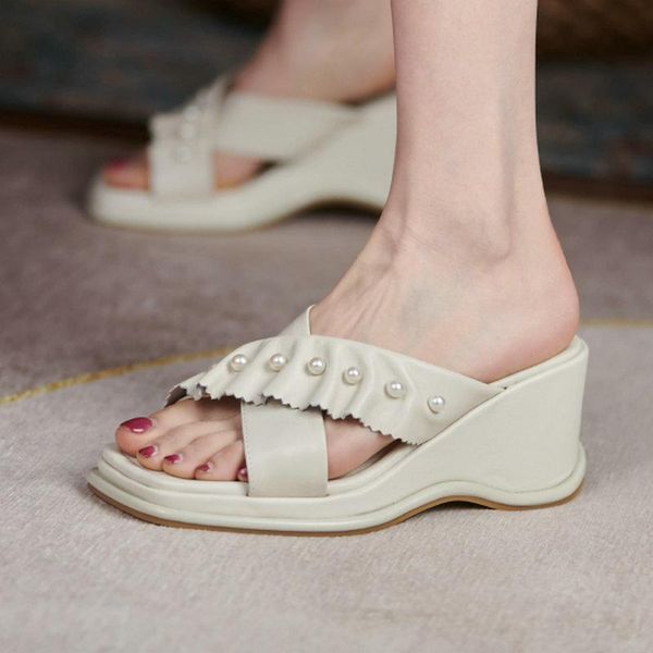 slippers genuine leather female 2021 summer wedged platform high heels sandals fashion women party basic shoes woman, Black
slippers genuine leather female 2021 summer wedged platform high heels sandals fashion women party basic shoes woman, Black