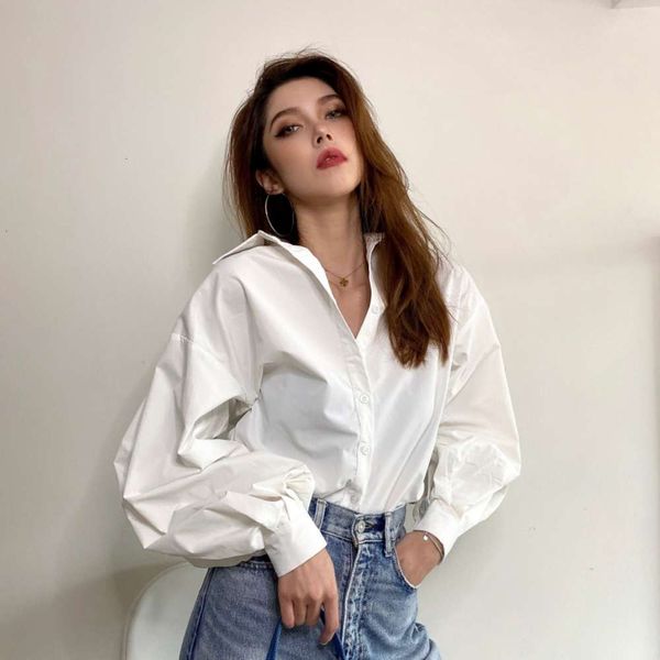 women's sweaters sweater design model 2021 spring versatile solid color street lantern sleeve loose thin shirt temperament aem6, White;black
women's sweaters sweater design model 2021 spring versatile solid color street lantern sleeve loose thin shirt temperament aem6, White;black