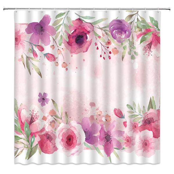 shower curtains watercolor flowers curtain romantic pink florals and green leaves 70x70 inch polyester fabric bathroom accessories 
shower curtains watercolor flowers curtain romantic pink florals and green leaves 70x70 inch polyester fabric bathroom accessories